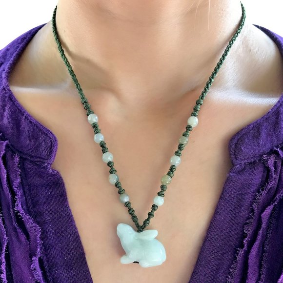 COPY - Rabbit Chinese Zodiac Handmade Jade Necklace Pendant - Picture 3 of 3